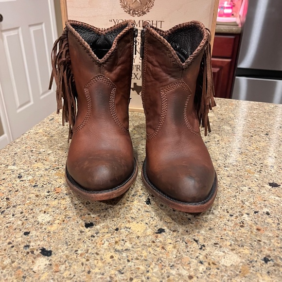Liberty Black Brown Fringe Leather Ankle Boots Size 8 Cowboy boots - Picture 1 of 8